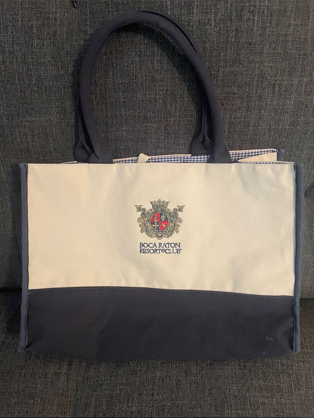 Boca Raton Navy and Cream Canvas Tote